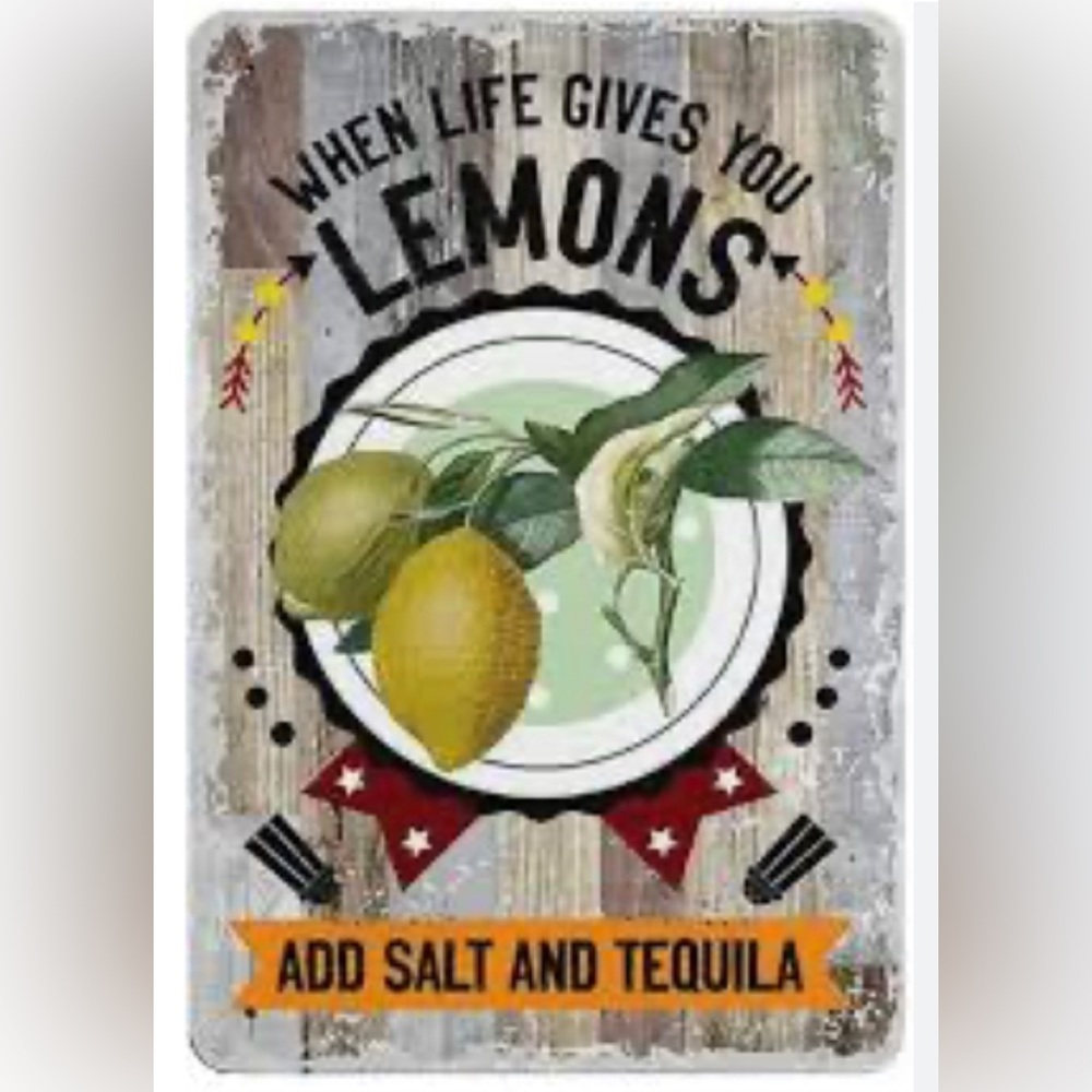Lemon Metal Tin Sign NWT